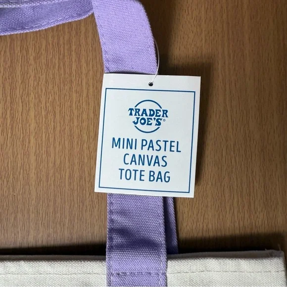 NWT 2025 Limited Trader Joe’s Mini Pastel Canvas Tote Bag - Purple - Picture 3 of 4